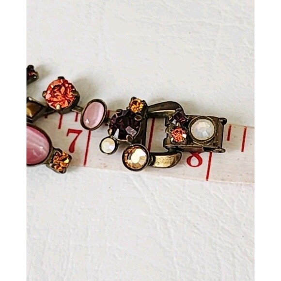 Sorrelli Multi Crystal Pink Shades Colored Stones Bracelet Antiqued Brass Tone - Picture 7 of 7